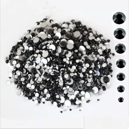 Tırnak Sanat Dekorasyonları 1440pcs/Paket SS3SS12 Cam Kristal Siyah Olmayan Düzeltme Düz Rhinestones Çivi Çivi 3D Sanat Dekorasyon Taşları Dro Dhxrz