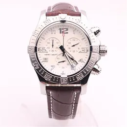 DHgate fornitore selezionato orologi uomo seawolf crono quadrante bianco cinturino in pelle marrone orologio al quarzo batteria orologio da uomo orologi274l