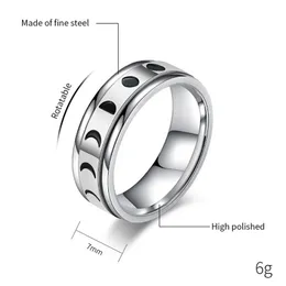 Moon Solar Rotertable Ring Band Rostfritt stål Solar Decompress Rings Toy For Women Men Fashion Jewelry