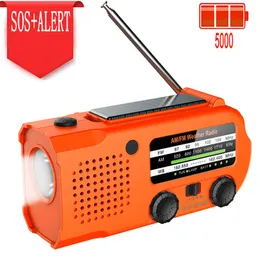 가정용 선 드라이 5000mAh 비상 크랭크 라디오 AM/FM NOAA 휴대용 배터리 작동 무선 날씨 스캔 라디오 작동