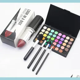 Makeup Brushes Makeup Brand Look In A Box Basic Brush 4Pcs/Set Brushes Set With Big Lipstick Shape Holder Tools Good Item Drop Deliv Dhp6K