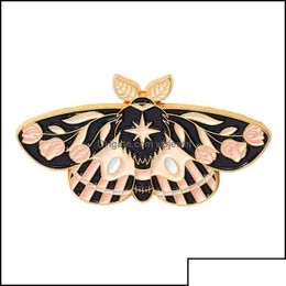 Pins Brooches Pins Brooches Jewelry Cartoon Butterfly Moth Brooch Unisex Alloy Animals Series Lapel Flower Leaf Moon Enamel Cor Bad Otsvr