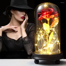 Gift Wrap LED -ljus blinkande lysande konstgjord ros romantisk dekoration blomma br￶llop Alla hj￤rtans dag Mor f￶r ￤lskare