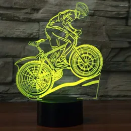 Night Lights Mountain Bike Riding 7-Colors 3D LED Touch USB Decor Present Lamp