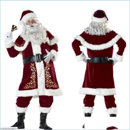 Рождественские украшения рождественские украшения Deluxe Veet Santa Claus костюм Adt Mens Costum