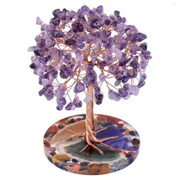 Sacchetti per gioielli Albero dei soldi in cristallo di ametista naturale con fetta di agata Base in resina Mini Bonsai Fengshui Decor per fortuna e ricchezza