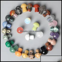 Stone Stone Loose Beads Jewelry 2Cm Mushroom Statue Natural Gems Hand Carved Decoration Reiki Healing Quartz Crystal Gift Room Dhgei Otktj