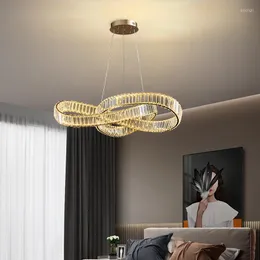 Pendant Lamps Modern Irregular Led Dimmable Lights Luxury Crystal Hanging Lamp Plated Gold Metal Adjustable Suspend Fixtures