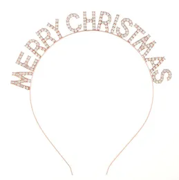 メリークリスマスラインストーンヘッドバンド装飾ホリデークリスタルヘアバンドシャインメタルかぶと女性ガールクリスマスヘアアクセサリー