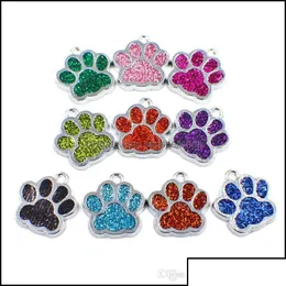 Charms Charms Odkrycia biżuterii Komponenty 50pcs HC358 Bling Enamel Cat Dog/Bear Paw Prints Hang Pendant Fit Rotating Keyri Otjvr