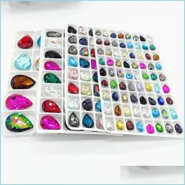 Andere gemischte Farben, tropfenförmige Glaskristall-Tropfen-Strasssteine, lose Perlen, 7 x 10 mm, 10 x 14 mm, 13 x 18 mm, 18 x 25 mm, Lieferung 2022, Schmuck Dhg2J