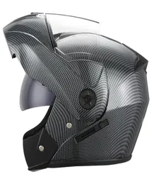 Motorradhelme 2021 Dual Visor -Objektiv Flip up motocross rasping casco Moto Modular Carbon Helm Helm Safer Motorrad2469038
