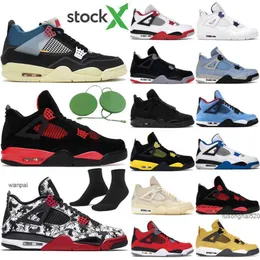 2023 Uomo Donna Scarpe da basket 4s Militare Nero Vela 4 Infrarossi Università Blu Nero Gatto Fuoco Rosso Royalty Neon Scuro Moka Pino Verde OutdoorJORDON JORDAB