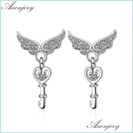 Стадец anenjery est angel shape key Zircon серьги для женщин 925 стерлинг SE718 Drop Delivery Jewelry Dhsu5