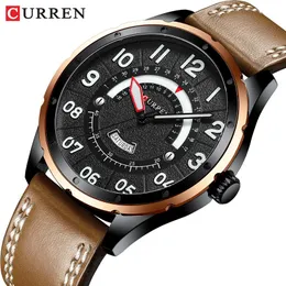 Curren Brand Luxury Man Watch New Fashion Quartz Watches 남성용 가죽 스트랩 손목 시계 데이트 클럭 남성 캐주얼 스타일 255h