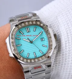 Super Quality latest version Men' s Wristwatches Auto Date 40mm Ice blue dial Diamond bezel 904L Steel Sapphire Luminous CaL.8215 Movement Automatic Mens Watches