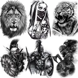 Временные татуировки Африка Serengeti Lion Black Indian Warrior Водонепроницаемые наклейки на флэшке