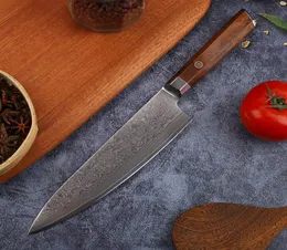 Yeni 8inch VG10 Damascus Steel Chef Universal Peeling 67 Katmanlar Dış Mekan Meyve EDC Aracı Knife4183241