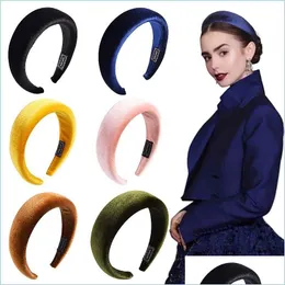 Headband Fashion Padded Headbands For Women Wide Bezel Hairbands Thick Veet Hair Hoop Girls Sponge Nonslip Hairband Accessories Drop Dhaac