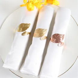 Gold Leaf Napkins Rings Metal Napkin Holder Rings Dining Table Decoration for Party Holiday