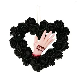 装飾的な花ブラックハロウィーンリース人工血まみれの装飾ハート35 30 8cmホラーバインシェイプパーティーハウスホーンテッドY7Z7