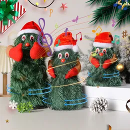 Juldekorationer Musik Tree Electric Plush Toy Dolls rolig söt grön elektronisk Xmas Santa Claus 221104