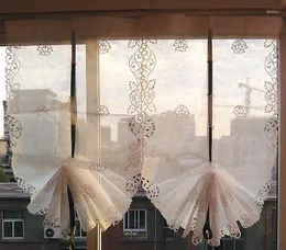 カーテンの絶妙なオープンワーク刺繍入り花カーテンローマンブラインド竹のテクスチャポリエステル糸カーテン。