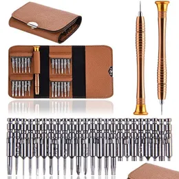 Vanliga verktyg Mini Precision Skruvmejseluppsättning 25 I 1 Electronic Torx Opening Reparations Tools Kit för telefonkamera Watch Tablet PC Drop D Dhvah