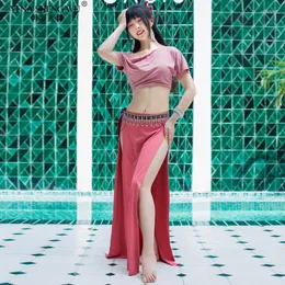 Scene Wear Summer Style Belly Dance Practice Costume Women Sexy 2st Set Split Long Kirt Oriental träningsklänningar Team Nybörjare