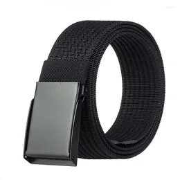 Bältestrend Nylon Man and Women Belt Fashion Black Automatic Buckle Men utomhus cowboy byxor 120 cm