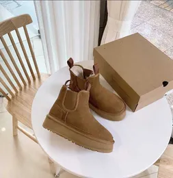 Buty Mini Neumel Platforma Chelsea But Designer Kobieta Zimowa kostka Australia Śnieg Grube Skórzane skórzane ciepłe puszyste botki z 2342