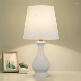 Tischlampen Nordische Keramiklampe Moderne minimalistische Tuchkunst Weißer Lampenschirm Nachttischlicht Dimmerschalter Wohnkultur Beleuchtung Lampy