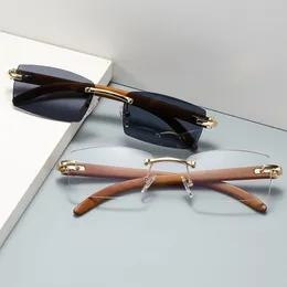 النظارات الشمسية Gafas de sol diseador para hombre y mujer lentes con montura madera sin color negro a 221104