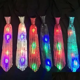 Party Decoration Fashion Sequins Slips Comfort to Wear Led Light Tie Personlighet Flash Stretchy Neckwear For Party Decor 2 8KP2 BB DHWE4