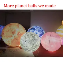 PVC airtight giant Inflatable earth planet balloon with colorful LED lights 2-6m globe ball popular event sphere for hanging decoration