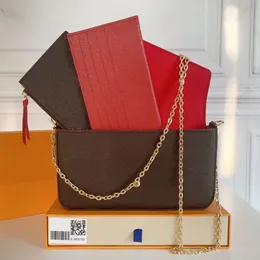 محفظة من Luxurys Designers محفظة نقوش عصرية للسيدات حقائب كروسبودي حقائب كتف متعددة Pochette Felicie سلسلة محفظة حقيبة غبار 3 قطع خيارات متعددة الأنماط