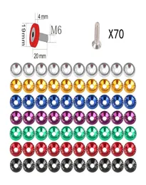 70 piezas de 7 colores de aluminio mezclado con lavadoras de guardabarros de aluminio y tornillos de c￳ncavo con c￳ncavos 2609420