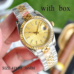 Watch Watch Watch Watch Roes Gold Automatic Mechanical Designer Watches Scribed Dial Size 41mm 36mm الياقوت الزجاج