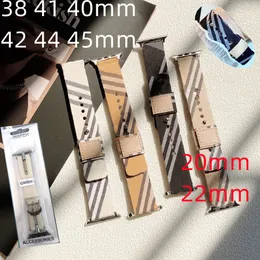 Kayış Apple Watch Band iwatch 7 SE 6 2 3 4 5 Serisi 41mm 45mm 40mm Link Zinciri Bileklik Ekose Deri Akıllı Sapanlar 45 38 44mm Moda Tasarımcısı Kadın Erkek Bilezik