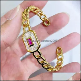 Bangle Bangle PCS 2022 S Zircon Crystal Jewelry Fashion Punk Style Gold Plated Women 21113 Bangle Drop Delivery Armets Dhyme