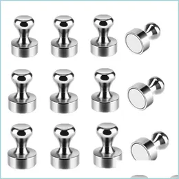 Andra byggnadsartiklar 12st Super Strong Neodymium Magnet Magnetic Pusins ​​Sucker Thumbtack Drable Steel Push Pin For Refrigerator DHC5M