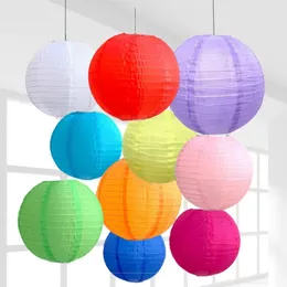 Multicolor Christmas Mid Autumn Wedding Birthday Party Decoration Lantern Round Steel Wire Folding Paper Lantern LK365