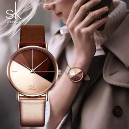 SK Luxury Deri Saatler Kadın Yaratıcı Moda Kuvars Reloj Mujer Ladies Bilekleri İçin Saatler Saat Shengke Relogio Feminino 210325224p