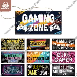 Game Metal Pintura de metal Placa de madeira de parede de madeira Placas penduradas Decoração para Man Cave Gameroom Door Decoração de 20cmx30cm woo