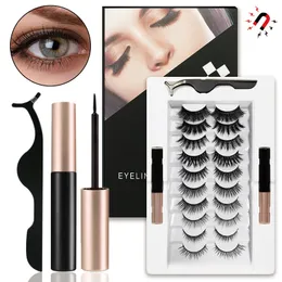 Altri articoli di bellezza per la salute Ciglia magnetiche visone 10 paia Estensione naturale duratura Fatto a mano Uso ripetuto Ciglia Eyeliner Kit di estensione liquida impermeabile 221105