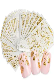 20 -backlets Gold 3d Nail Art Stickers Hohlabziehbilder gemischte Designs Kleber Blumennagelspitzen Dekorationen Salon Accessoire1397381