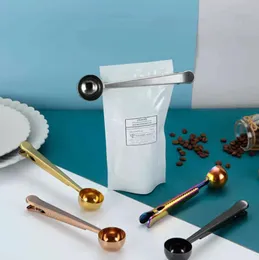 Stainless Steel Coffee Spoon Multifunction Bag Sealing Clip Milk Powder Liquid Seasoning Measuring Spoons Long Handle Coffeeware Durable Keep Fresh
