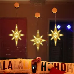 Weihnachtsdekorationen, 1 Stück, LED-Dekoration, Märchen-Polaris-Lampe, Baumschmuck, Innen- und Außenbereich, Glasfenster, Saugnapf-Lichter