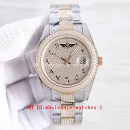 5 -gwiazdkowy Super 9 Style Full Diamond Watch Prezydent DATEJUST 41 mm 228236 Arabski skrypt Dial Automatyczne 18K Sapphire ogląda męskie na rękę Złotę Złotę Złot