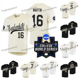 야구 유니폼 Vanderbilt Commodores Jersey 7 Dansby Swanson 5 Philip Clarke 10 Ethan Paul 16 Austin Martin 2019 NCAA College WS W S Custom Baseball Jersey